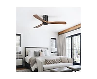 Sofucor 52-inch Modern Black 3-Blade Ceiling Fan with Remote Control and Supporting Mobile Device Connection