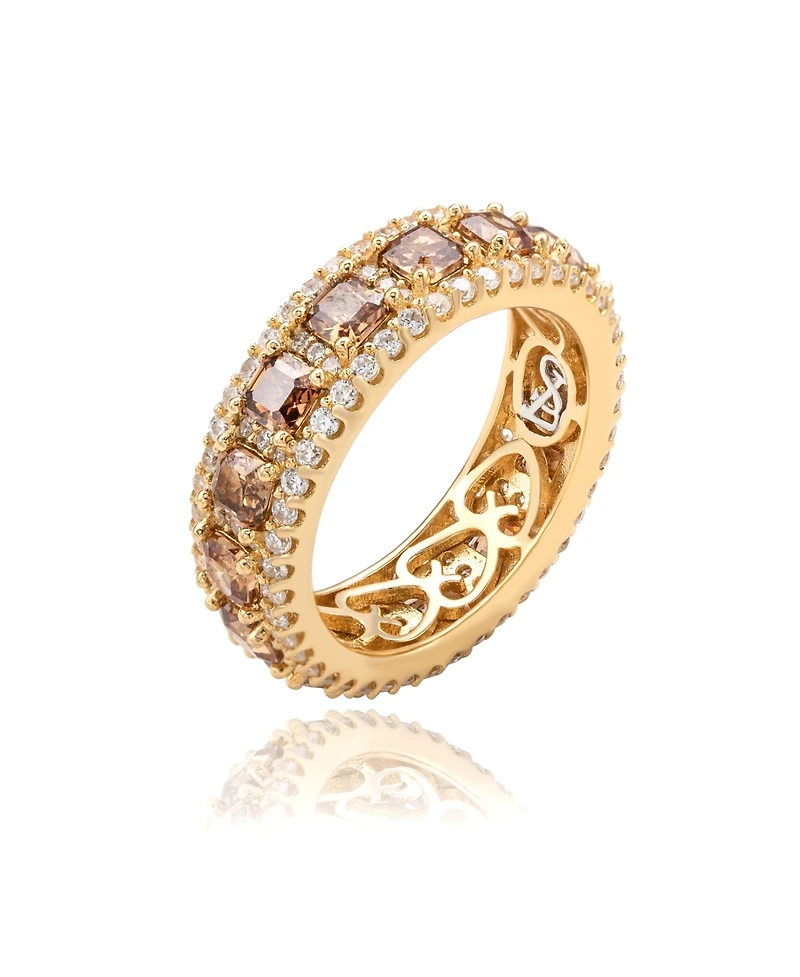 Suzy Levian Sterling Silver Cubic Zirconia Modern Eternity Band Ring