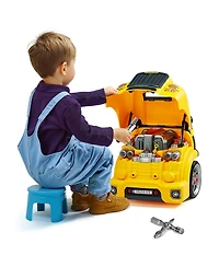 Mecale Engine Toy, 60 Pcs Car Repair Set with Lights & Sounds, Steering Wheel, Horn, Removable Parts, Mechanic Workshop Toy for Kids 3