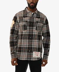 True Religion Men's Plaid Big T Western Shirt