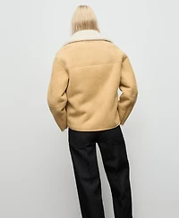 Mango Women's Shearling Collar Faux-Suede Jacket