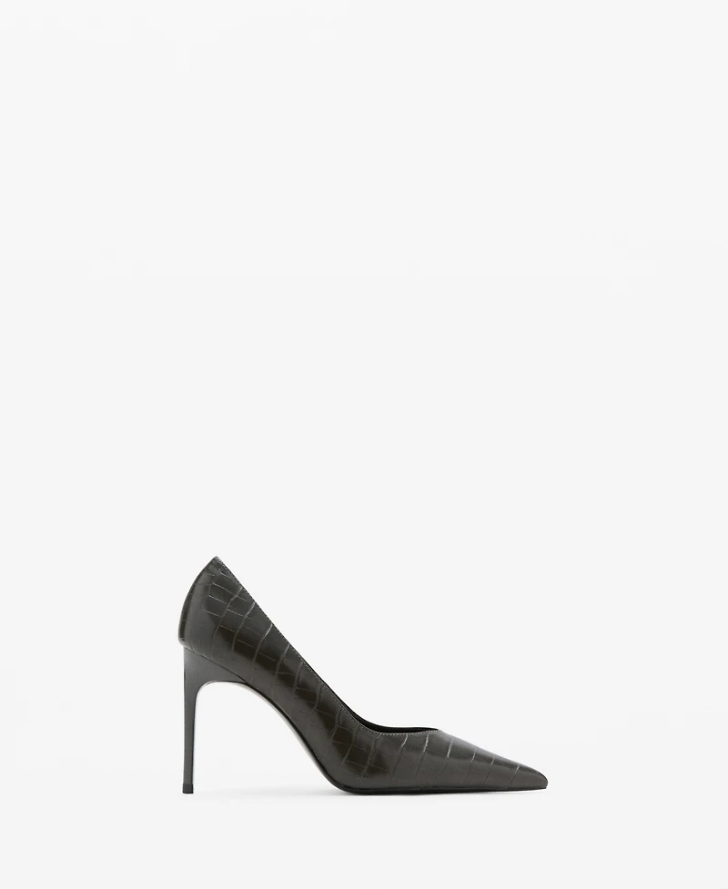 Mango Women's Croc-Effect Heeled Shoes