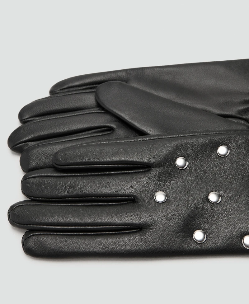 Mango Women's Studded Leather Gloves