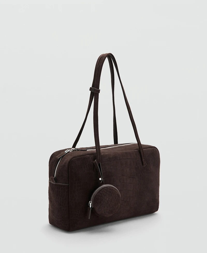 Mango Women's Medium Suede Bowling Bag