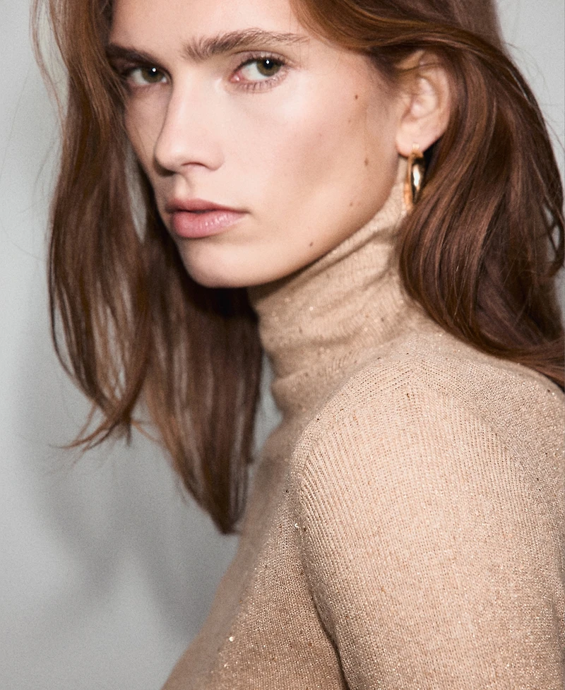 Mango Women's Lurex Perkins-Neck Sweater