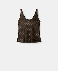 Mango Women's Crystals Satin Crinkled-Effect Top