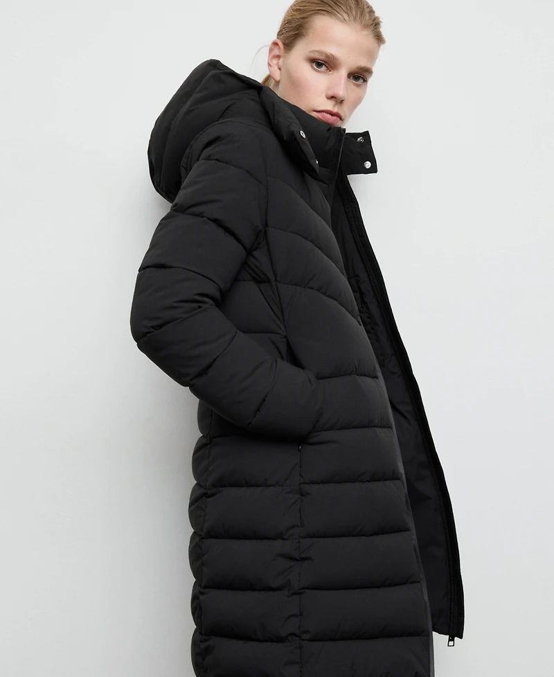 Mango Women's Hood Midi Quilted Anorak