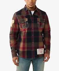 True Religion Men's Plaid Big T Western Shirt