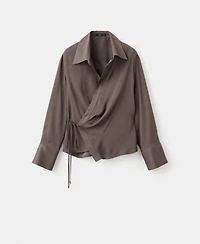 Mango Women's Cross-Over Satin Blouse
