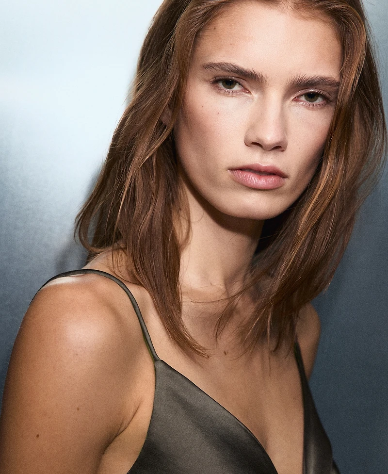 Mango Women's V-Neck Satin Dress