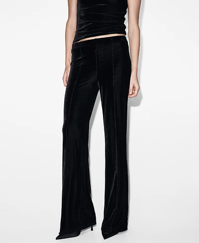 Mango Women's Seam Detail Velvet Pants