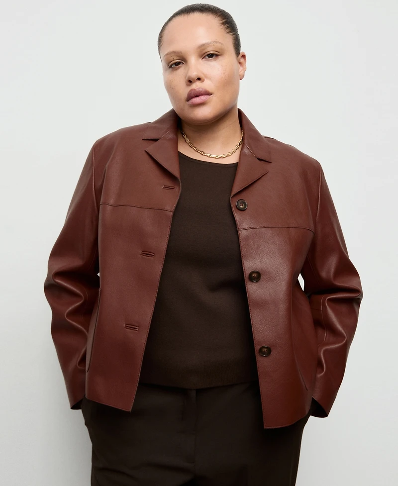 Mango Women's Pockets Faux-Leather Jacket