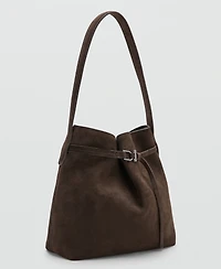Mango Women's Buckle Suede Bucket Bag