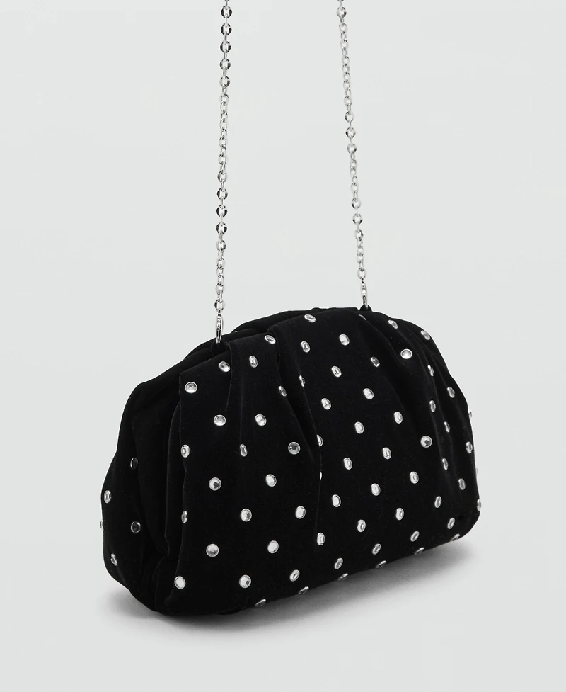 Mango Women's Rhinestones Velvet Clutch