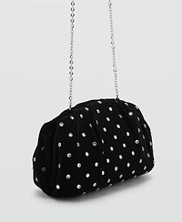 Mango Women's Rhinestones Velvet Clutch