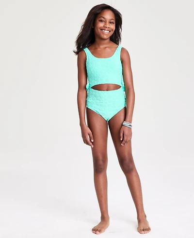 Breaking Waves Girls' 7-16 Star-Print Cut-Out One-Piece Swimsuit