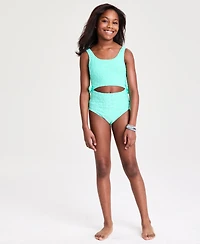 Breaking Waves Girls' 7-16 Star-Print Cut-Out One-Piece Swimsuit