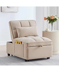 sumyeg 4-in-1 Convertible Sofa Bed with Storage Pockets Adjustable Backrest and Chaise Lounge