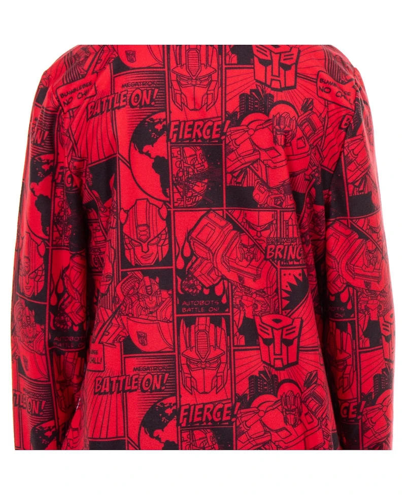 Transformers Big Boys Pajamas Autobot Optimus Prime Bumblebee Battle On Zip Front Fleece Footless Sleeper