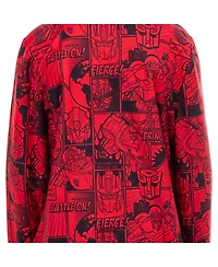 Transformers Big Boys Pajamas Autobot Optimus Prime Bumblebee Battle On Zip Front Fleece Footless Sleeper