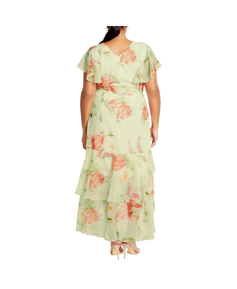 City Chic Women's Flirty Tier Print Maxi Dress