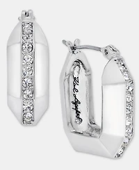 Karl Lagerfeld Paris Small Pave Geometric Hoop Earrings, 0.67"