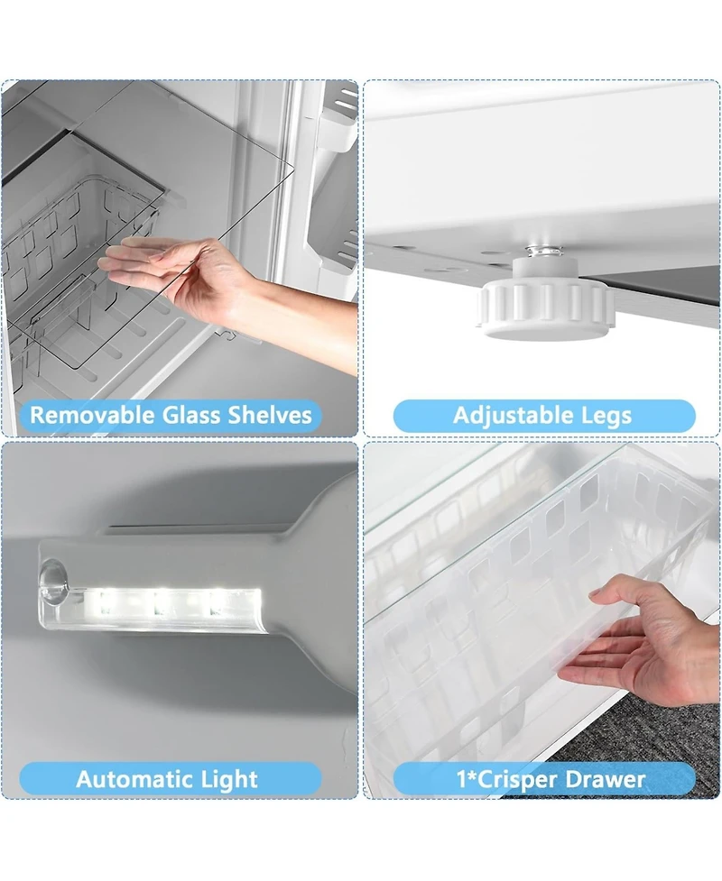 Cowsar Compact Refrigerator,4.5 Cu.Ft. Mini Separate Freezer Double 2-Door Adjustable Removable Shelves for Apartment/Dorm/Office,White