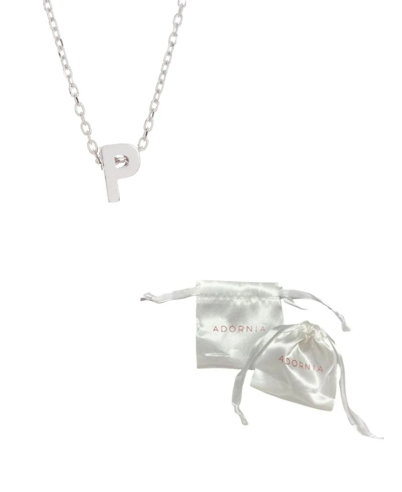 Adornia Rhodium-Plated Mini Initial A Pendant Necklace, 16" + 2" extender