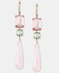 Lauren Ralph Lauren Gold-Tone Glass Stone Mixed Cut Triple Drop Earrings