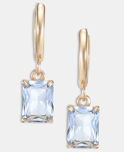 Lauren Ralph Glass Stone Drop Huggie Earrings