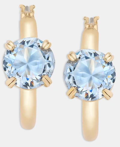 Lauren Ralph Gold-Tone Colored Stone Solitaire Small Hoop Earrings, 0.57"