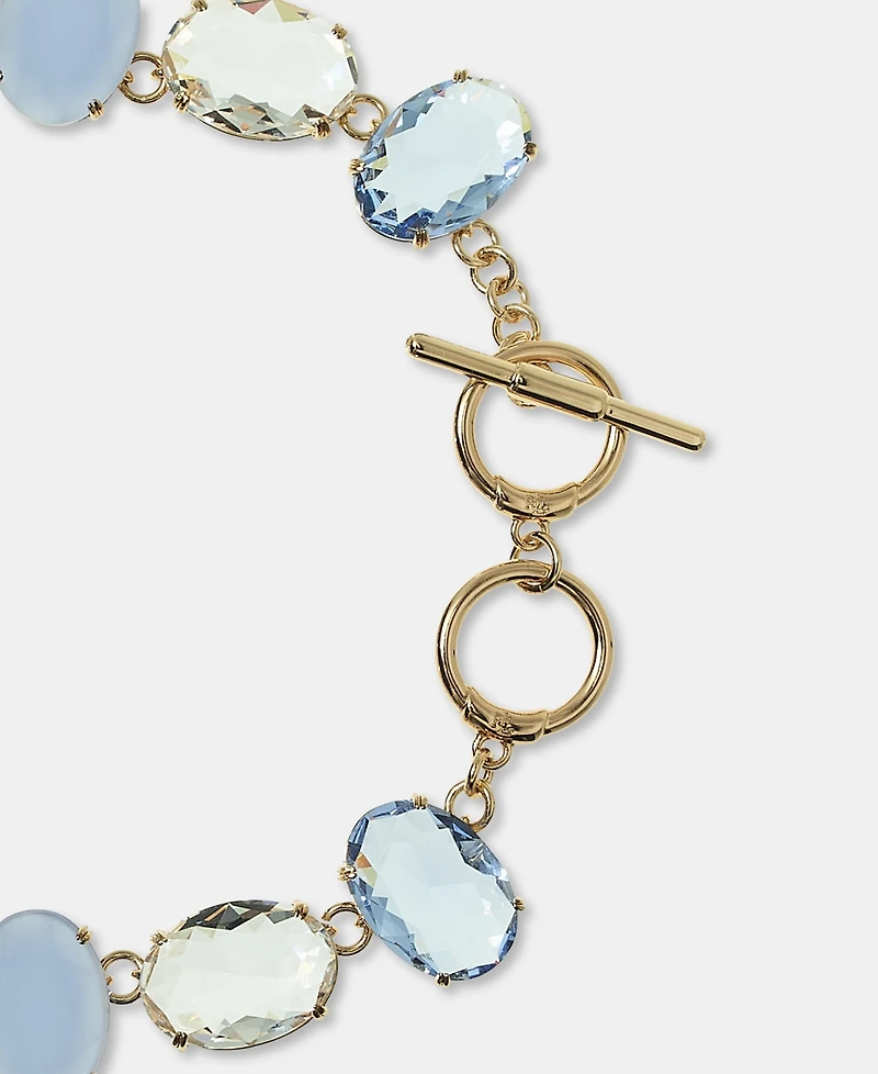 Lauren Ralph Lauren Gold-Tone Glass Stone Mixed Cut Collar Toggle Necklace, 17"