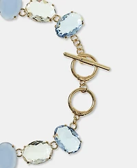 Lauren Ralph Lauren Gold-Tone Glass Stone Mixed Cut Collar Toggle Necklace, 17"