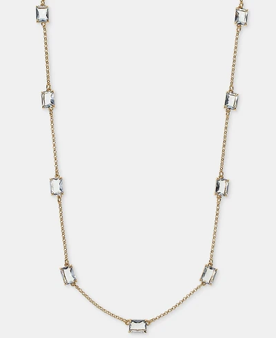Lauren Ralph Gold-Tone Glass Stone Station Necklace. 16" + 3" extender