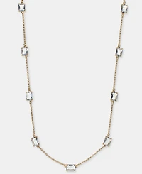 Lauren Ralph Gold-Tone Glass Stone Station Necklace. 16" + 3" extender