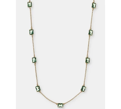 Lauren Ralph Gold-Tone Glass Stone Station Necklace. 16" + 3" extender