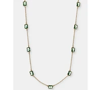 Lauren Ralph Gold-Tone Glass Stone Station Necklace. 16" + 3" extender