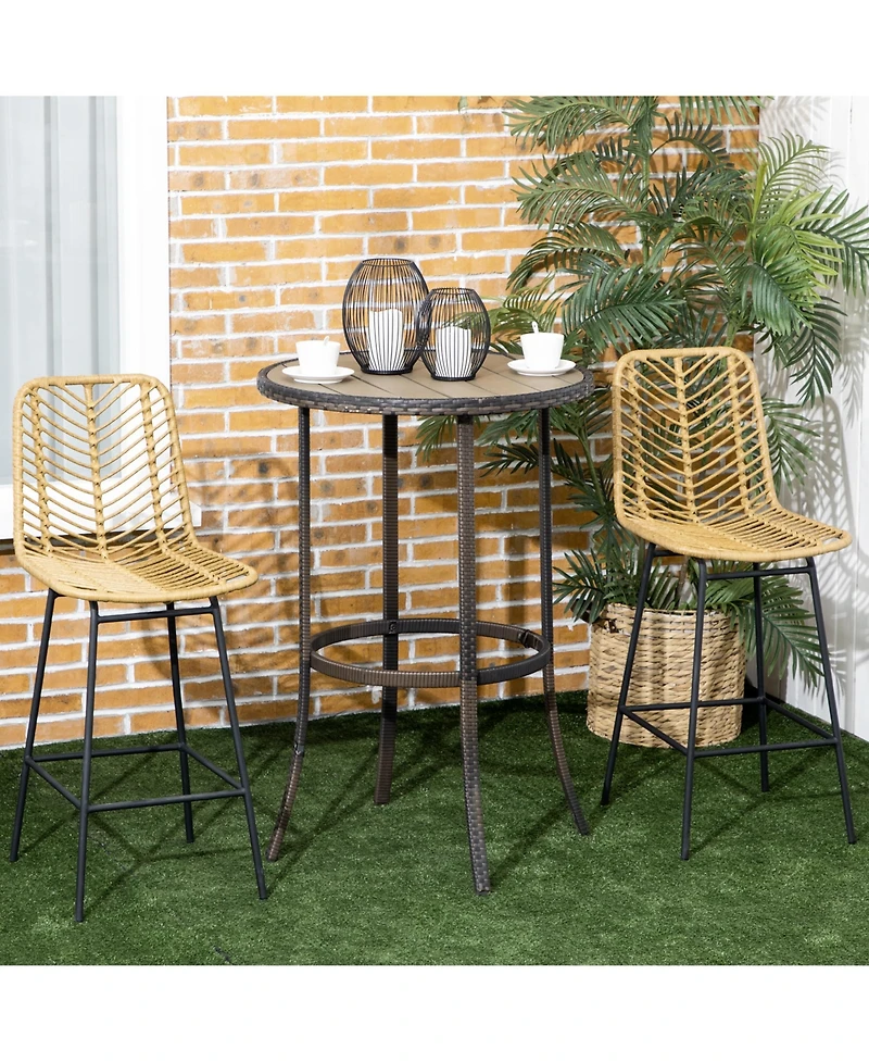 Homcom Modern Rat Bar Stools Set of 2 for Kitchen Seating