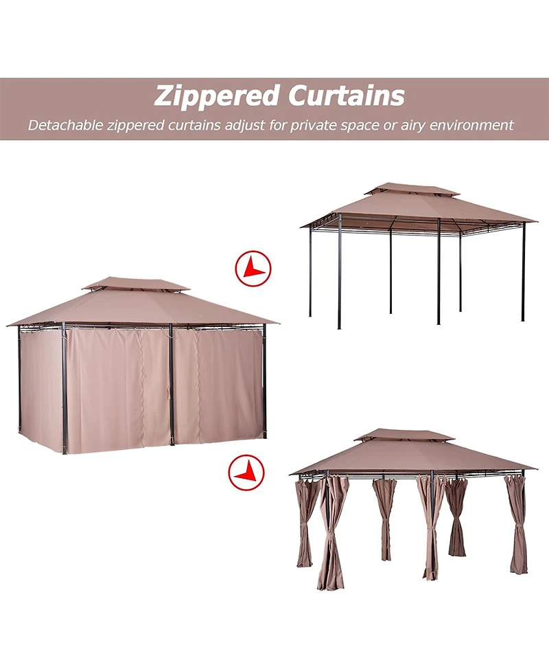 Outsunny 9.2 x 9.7 ft Outdoor Gazebo w/ Curtains for Patio Backyard,