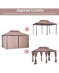 Outsunny 9.2 x 9.7 ft Outdoor Gazebo w/ Curtains for Patio Backyard,