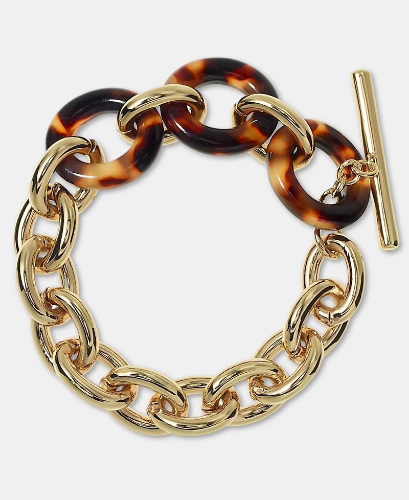 Lauren Ralph Lauren Gold-Tone Tortoise Look Chain Link Toggle Bracelet