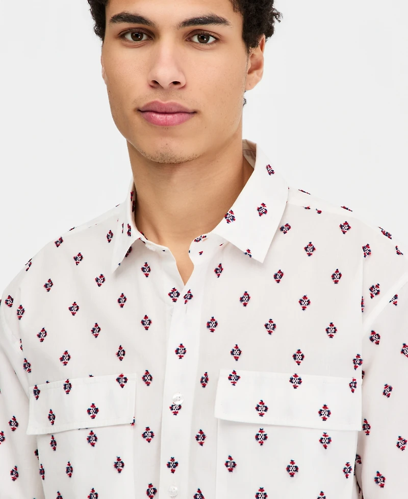 Sun + Stone Men's Cotton Houdini Geo-Print Short-Sleeve Shirt, Macy's Exclusive