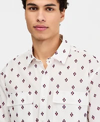 Sun + Stone Men's Cotton Houdini Geo-Print Short-Sleeve Shirt, Macy's Exclusive