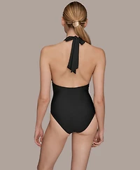 Donna Karan Women's Printed Belted One-Piece Swimsuit