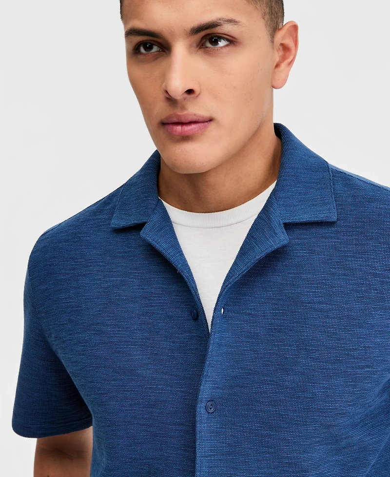 Sun + Stone Men's Michael Textured Short-Sleeve Camp Shirt, Macy's Exclusive