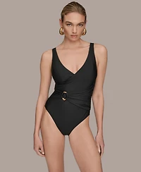 Donna Karan Women's Belted Wrap Front Swimsuit