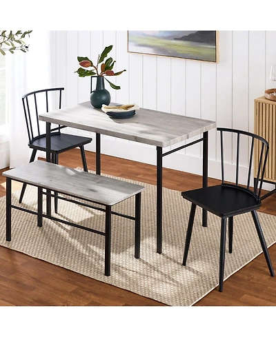 Best Choice Products 4-Piece Dining Kitchen Table Set w/ 2 Spindle-Back Chairs, Bench