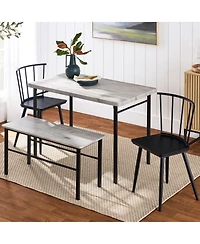 Best Choice Products 4-Piece Dining Kitchen Table Set w/ 2 Spindle-Back Chairs, Bench