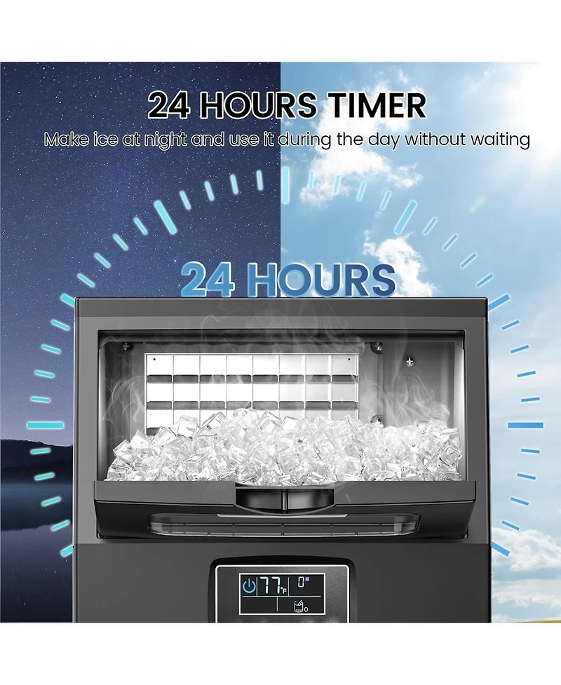 Cowsar Commercial Ice Maker Machine,66Lbs/24H Stainless Steel Undercounter Ice Maker with 8Lbs Storage Capacity,Self-Cleaning Freestanding Ice Machine