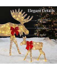 Best Choice Products 4ft 2-Piece Lighted 2D Christmas Moose Set Outdoor Decor w/ 125 Led Lights